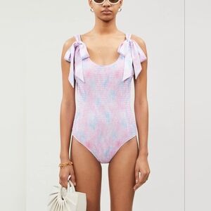 LoveShackFancy Posy Tie-dye Swimsuit In Cotton Candy Size XS